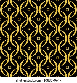 Abstract seamless pattern of black and gold color for wallpapers and background. 