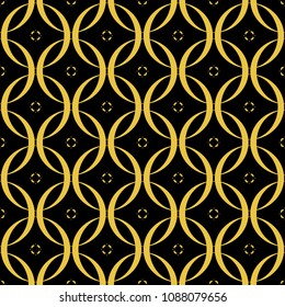 Abstract seamless pattern of black and gold color for wallpapers and background. 