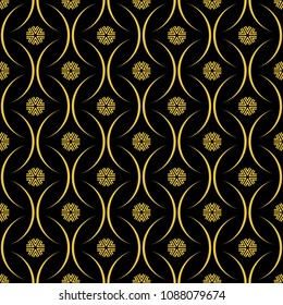 Abstract seamless pattern of black and gold color for wallpapers and background. 