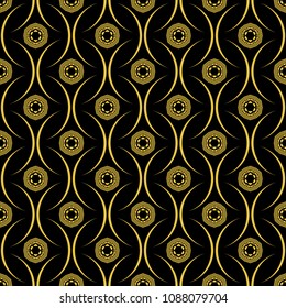 Abstract seamless pattern of black and gold color for wallpapers and background. 