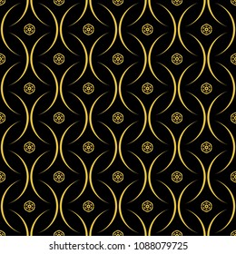 Abstract seamless pattern of black and gold color for wallpapers and background. 