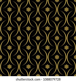 Abstract seamless pattern of black and gold color for wallpapers and background. 