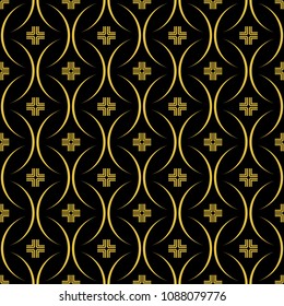 Abstract seamless pattern of black and gold color for wallpapers and background. 