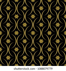 Abstract seamless pattern of black and gold color for wallpapers and background. 