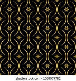 Abstract seamless pattern of black and gold color for wallpapers and background. 