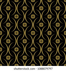 Abstract seamless pattern of black and gold color for wallpapers and background. 