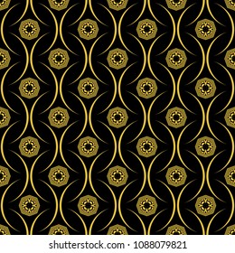 Abstract seamless pattern of black and gold color for wallpapers and background. 