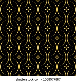 Abstract seamless pattern of black and gold color for wallpapers and background. 