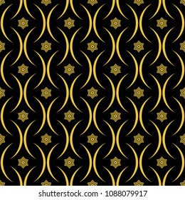Abstract seamless pattern of black and gold color for wallpapers and background. 