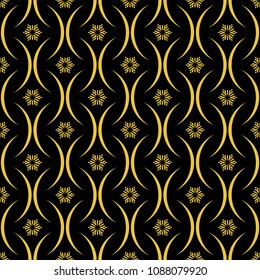 Abstract seamless pattern of black and gold color for wallpapers and background. 