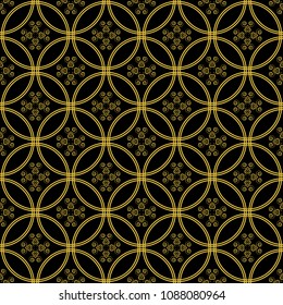 Abstract seamless pattern of black and gold color for wallpapers and background. 