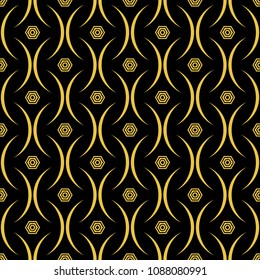 Abstract seamless pattern of black and gold color for wallpapers and background. 