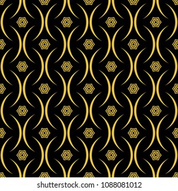 Abstract seamless pattern of black and gold color for wallpapers and background. 