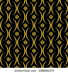 Abstract seamless pattern of black and gold color for wallpapers and background. 