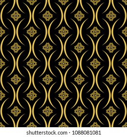 Abstract seamless pattern of black and gold color for wallpapers and background. 