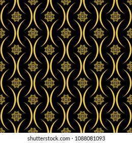 Abstract seamless pattern of black and gold color for wallpapers and background. 