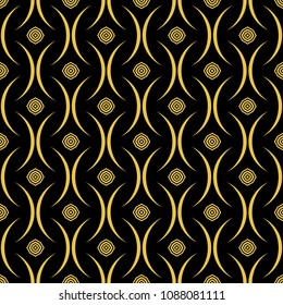 Abstract seamless pattern of black and gold color for wallpapers and background. 