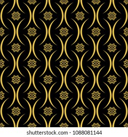 Abstract seamless pattern of black and gold color for wallpapers and background. 