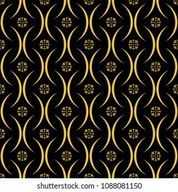 Abstract seamless pattern of black and gold color for wallpapers and background. 