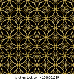 Abstract seamless pattern of black and gold color for wallpapers and background. 