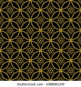 Abstract seamless pattern of black and gold color for wallpapers and background. 