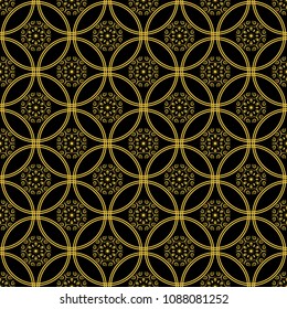 Abstract seamless pattern of black and gold color for wallpapers and background. 