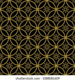 Abstract seamless pattern of black and gold color for wallpapers and background.