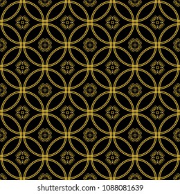 Abstract seamless pattern of black and gold color for wallpapers and background.