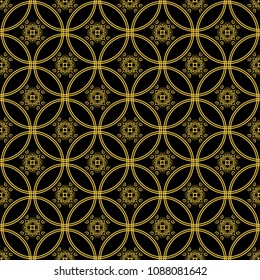 Abstract seamless pattern of black and gold color for wallpapers and background.