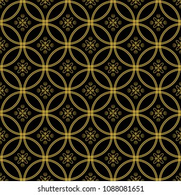 Abstract seamless pattern of black and gold color for wallpapers and background.