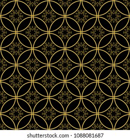 Abstract seamless pattern of black and gold color for wallpapers and background.