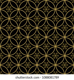 Abstract seamless pattern of black and gold color for wallpapers and background.