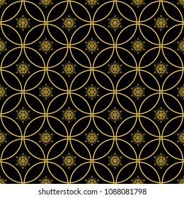 Abstract seamless pattern of black and gold color for wallpapers and background.