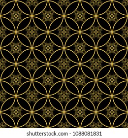 Abstract seamless pattern of black and gold color for wallpapers and background.
