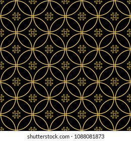 Abstract seamless pattern of black and gold color for wallpapers and background.