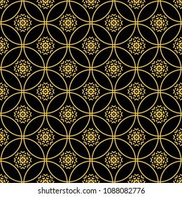 Abstract seamless pattern of black and gold color for wallpapers and background.