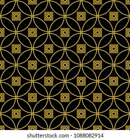 Abstract seamless pattern of black and gold color for wallpapers and background.