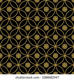 Abstract seamless pattern of black and gold color for wallpapers and background.