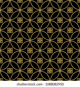 Abstract seamless pattern of black and gold color for wallpapers and background.