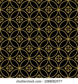 Abstract seamless pattern of black and gold color for wallpapers and background.