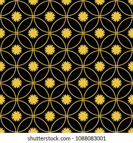 Abstract seamless pattern of black and gold color for wallpapers and background.