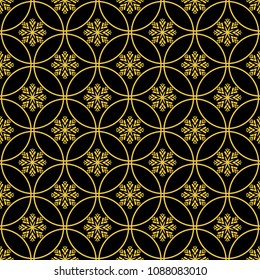 Abstract seamless pattern of black and gold color for wallpapers and background.