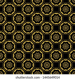 Abstract seamless pattern of black and gold color for wallpapers and background. 
