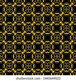 Abstract seamless pattern of black and gold color for wallpapers and background. 
