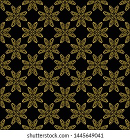 Abstract seamless pattern of black and gold color for wallpapers and background. 

