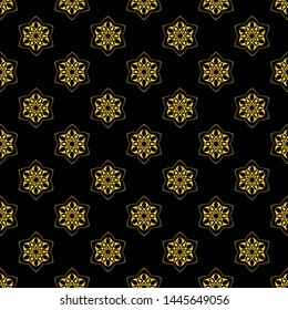 Abstract seamless pattern of black and gold color for wallpapers and background. 
