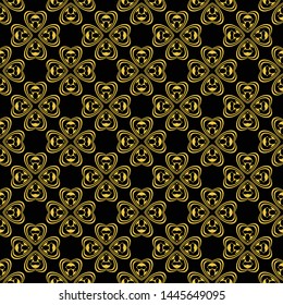 Abstract seamless pattern of black and gold color for wallpapers and background. 
