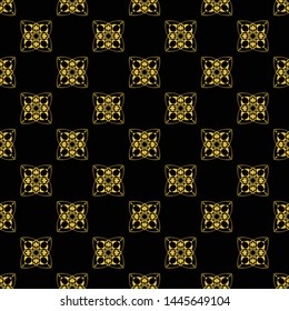 Abstract seamless pattern of black and gold color for wallpapers and background. 
