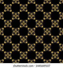 Abstract seamless pattern of black and gold color for wallpapers and background. 
