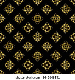 Abstract seamless pattern of black and gold color for wallpapers and background. 
